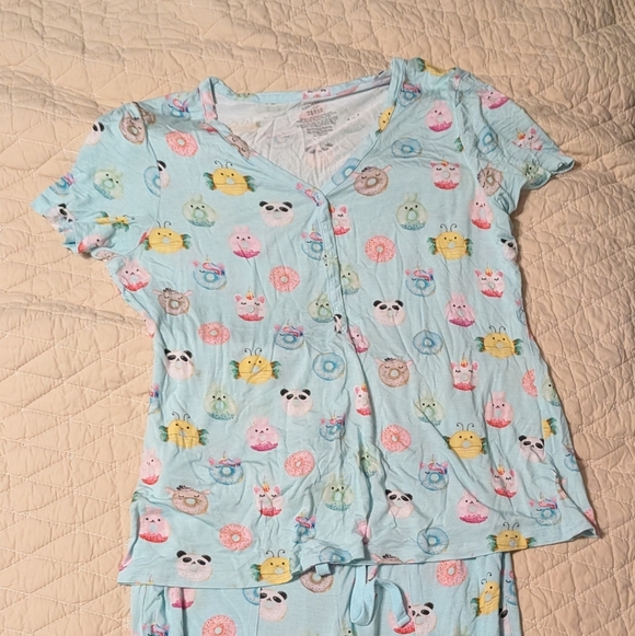 Posh Peanut Other - Women's Posh Peanut Pajamas Light Blue Donut Print